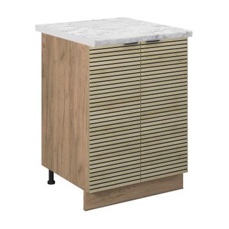 Vicco Armario Bajo De Cocina Fame-line, Panel De Roble, 60 Cm, Et M&aacute;rmol