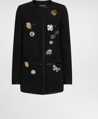 Dolce & Gabbana Single-breasted Jacket In Double Cr&ecirc;pe - Woman Blazers Black 42