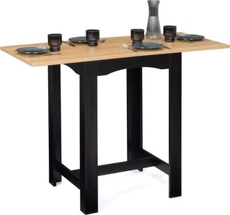 IDMarket Tavolo Da Bar Allungabile Dona Per 2 O 4 Persone, Nero, Piano In Faggio, 60-120 Cm