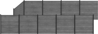 vidaXL Conjunto De Valla 10 Uds. 1657 X 186 Cm Wpc Y Aluminio Gris Vidaxl