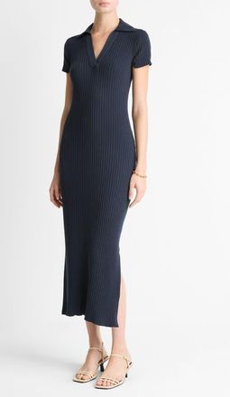 Vince Rib Polo Midi Dress in Coastal at Nordstrom, Size Xx-Small