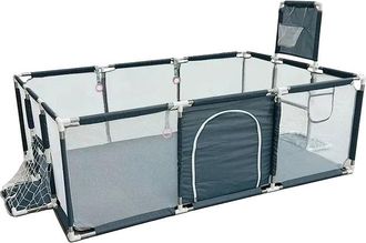OEM Parque Infantil Seguro, Estructura De Malla Resistente, F&aacute;cil Montaje, Gris Oscuro, 2 Puertas