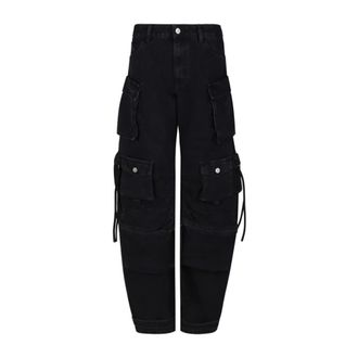 The Attico Zwarte Fern Fade Lange Broek - Dames - Loose Fit Jeans - Zwart - W26 - Jeans