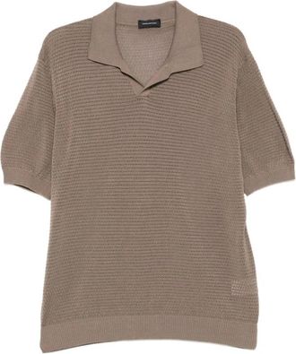 Tagliatore Finlay Waffle-knit Polo - Heren - V-hals truien - Beige - XL - Katoen - Truien & Vesten