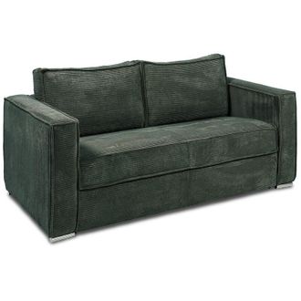 Vente-Unique Vente-unique - Divano letto 3 posti a ribalta Letto doghe larghe 140cm Materasso 18cm in Velluto coste Verde abete - loreto