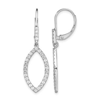 Diamond2Deal 14K White Gold 0.70 ct Lab Grown Diamond Fancy Drop Leverback Earrings VS Clarity, G-H Color