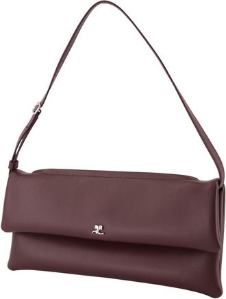 Courr&egrave;ges Womens Leather Fold-Over Clutch Burgundy Wallet
