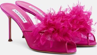 Aquazzura Po&egrave;me 85 floral-appliqu&eacute; satin sandals