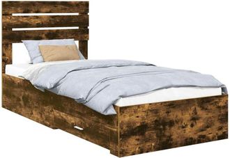 vidaXL Estructura De Cama Con Caj&oacute;n Con Cabecera Madera Contrachapada Vidaxl