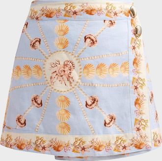 Cara Cara Fischer Printed Linen Mini Skirt