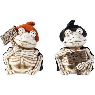 Glitzhome Set of 2 Halloween Resin Skull or Highland Cow Table Decor in White at Nordstrom, Size Medium