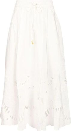 Zimmermann Mahon Katoenen Midi Rok - Dames - Maxi Rokken - Wit - S - Katoen - Rokken