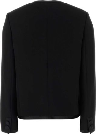 Dolce & Gabbana Womens Virgin Wool Blend Blazer Black Silk Blazers