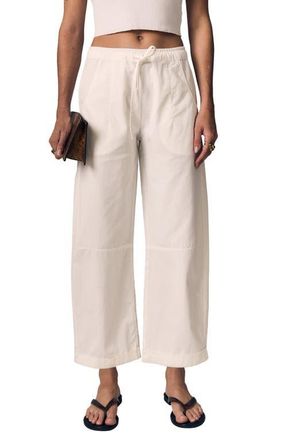 LE JEAN Mara Wide Leg Cotton Sateen Drawstring Pants in Soft White at Nordstrom, Size 30