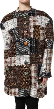 Dolce & Gabbana Womens Multicolor Patchwork Button Down Jacket Clothing