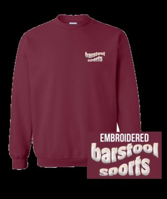 Barstool Sports Wavy Embroidered Crewneck In Maroon