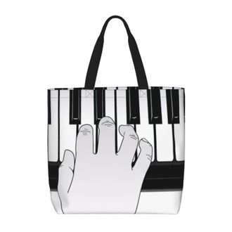 Generic Women Handbag Music Note Piano Pattern Travel Tote Bag Reusable Retro Beach Travel Bags, For Daily, Graduation, Wedding, Swim, Work