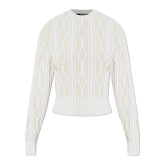 Jacquemus Round-neck Knitwear, female, Beige, Size: XS Turtleneck Sweater with Decorative Knit