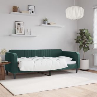 vidaXL Vidaxl - Sof&aacute; Cama Sin Colch&oacute;n Terciopelo Verde Oscuro 80x200 Cm