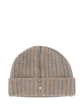 Lorena Antoniazzi star-detail pattern beanie hat - women - Virgin Wool/Cashmere/Silk - M - Grey