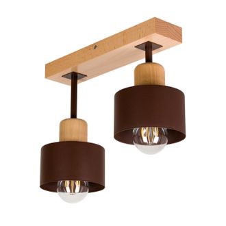 OEM L&aacute;mpara De Techo Marr&oacute;n De Madera Y Metal De Estilo Escandinavo, 2xe27, Iluminaci&oacute;n Led Moderna Para Sal&oacute;n, Cocina, Dormitorio, Habitaci&oacute;n Infantil, L