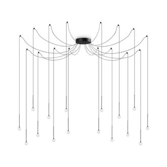 Netlighting LUCCIOLA 16 Light LED Cluster Pendant Ceiling Light Black 3000K NonDim