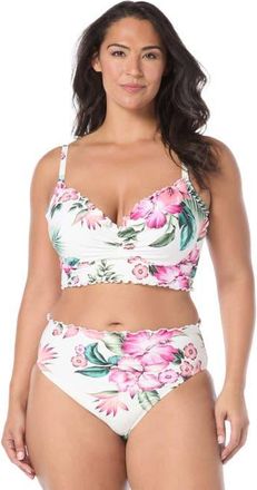 Coco Reef Lavish Crop Swim Top - C-Cup in White Mlti at Nordstrom, Size 34