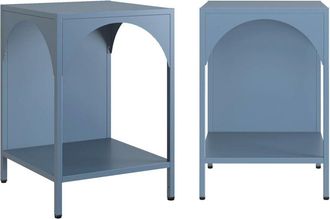 Sweeek Mesita de noche industria de metal, set de 2, azul gris