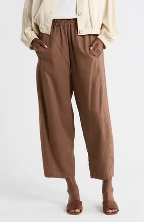 Max Studio Crop Linen Blend Barrel Leg Pants in Acorn at Nordstrom Rack, Size X-Small