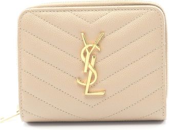 Saint Laurent Beige Leather Wallet (Bi-Fold) (Pre-Owned)