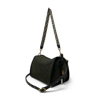 Kempton & Co. Python Ella Crossbody Bag In Olive Suede