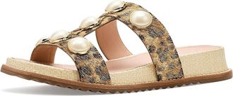 Johnston & Murphy Chandler Embellished Slide Womens Sandals Gold Leopard Haircalf : 6.5 M, Leather