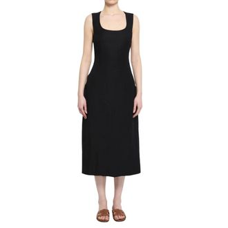 Jacquemus Midi Dresses, female, Black, Size: M Sleeveless Square Neck Midi Dress