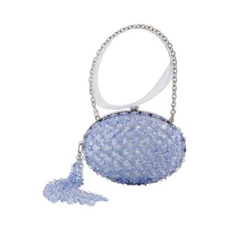 Self Portrait Oval Crystal Chain Clutch Bag - female - Self Portrait - Clutches - Purple - ONE SIZE - Bags