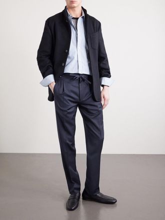 Lardini Miami Slim-Fit Pleated Virgin Wool Drawstring Trousers