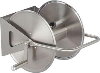 Relaxdays Relaxdays - Portamangueras Acero Inoxidable, Enrolla Mangueras Vac&iacute;o, Suelo Y Pared, Para Mangas De Jard&iacute;n 40 M, Plateado