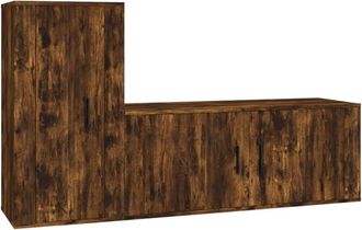 vidaXL Vidaxl - Set De Muebles De Tv 2 Pzas Madera Contrachapada Roble Ahumado