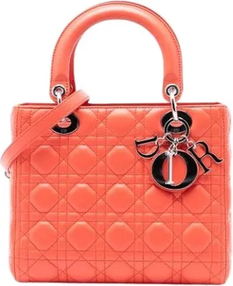 Dior Pre-owned Handbags, female, Orange, Size: ONE SIZE Pre-owned Lady Dior