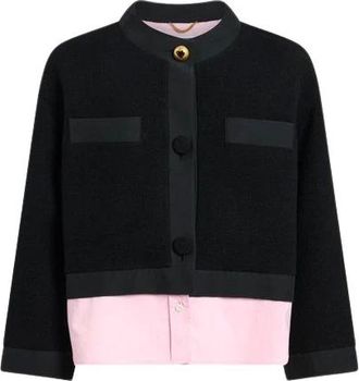 Moschino Jassen, Dames, Zwart, S, Katoen, Gouden Hartknopen Jas