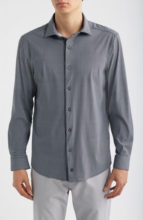 Johnston & Murphy XC Motion Performance Knit Button-Up Shirt in Black Box at Nordstrom, Size Xxx-Large