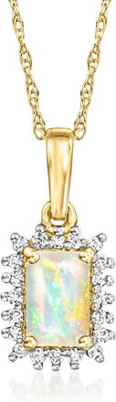 Ross-Simons Opal Pendant Necklace With. Diamonds in 14kt Yellow Gold