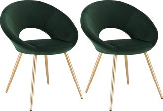 Woltu Woltu Sedia Sala Da Pranzo Cucina Salotto Ufficio Gambe Gold In Metallo Velluto 2x Verde Scuro