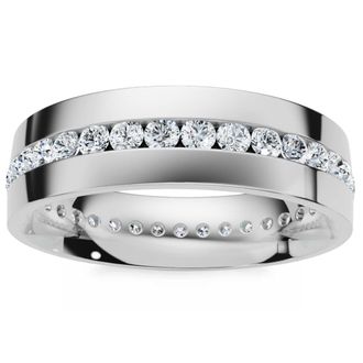 Pompeii3 1.10Ct Diamond Eternity Mens Wedding Ring Polished Band 14k Gold Lab Grown