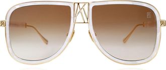 Anna-Karin Karlsson LOGO DUDE Pearl Womens Sunglasses Gold Size 56