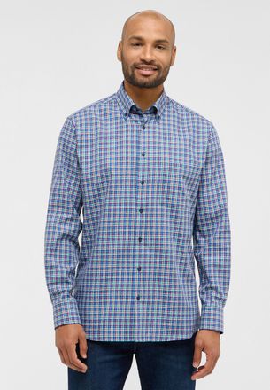 Eterna Langarmhemd ETERNA MODERN FIT, Herren, Gr. 39, Normalgr&ouml;ssen, blau (dunkelblau), Twill, 100% Baumwolle, tailliert, Manschette, Hemden Langarmhemd, NON