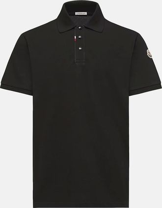 Moncler Mens COTTON POLO SHIRT - Black - Size: 38