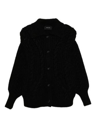 Simone Rocha sculpted chunky cardigan - women - Alpaca/Metallised Fibres/Merino/Polyamide - L - Black