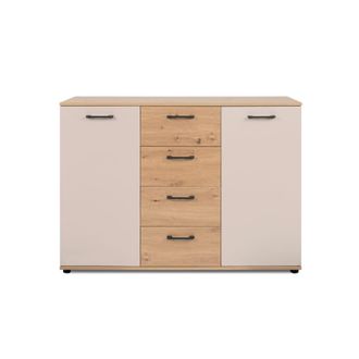 Calicosy Aparador 2 puertas, 4 cajones efecto roble y cachemira l120 cm
