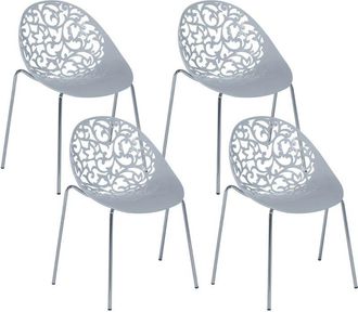 Beliani Beliani - Conjunto De 4 Sillas De Comedor Grises De Pl&aacute;stico Estilo Moderno Mumford