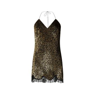 Roberto Cavalli Macro Leopard Print Silk Slip Dress - female - Roberto Cavalli - Party Dresses - Black - L - Dresses